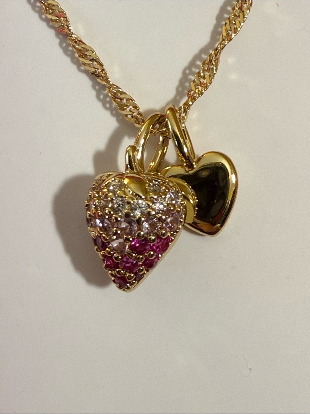 Taylor Grace Gold Dipped  strawberry
with clear rhinestones necklace New in Box - Picture 2 of 6